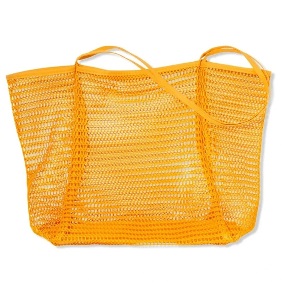 $9❤️‍🔥 Large Orange Geo Net Weave Beach Tote Bag ☀️ NEW IN PACKAGE - Picture 1 of 2